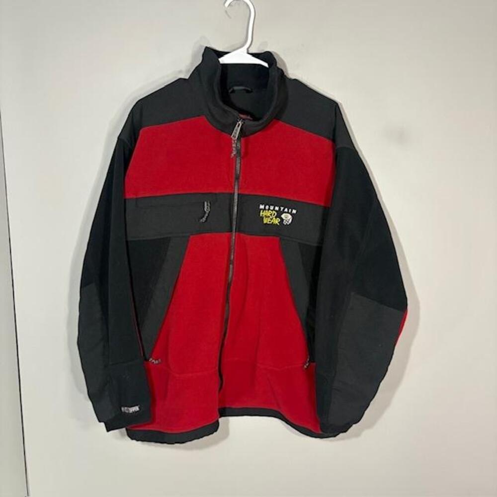 Mountain Hardwear Jacket Mens XL Red Black Windstopper Fleece Full Zip Outdoor
